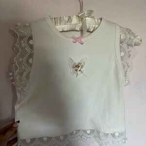 White Lace Butterfly Top